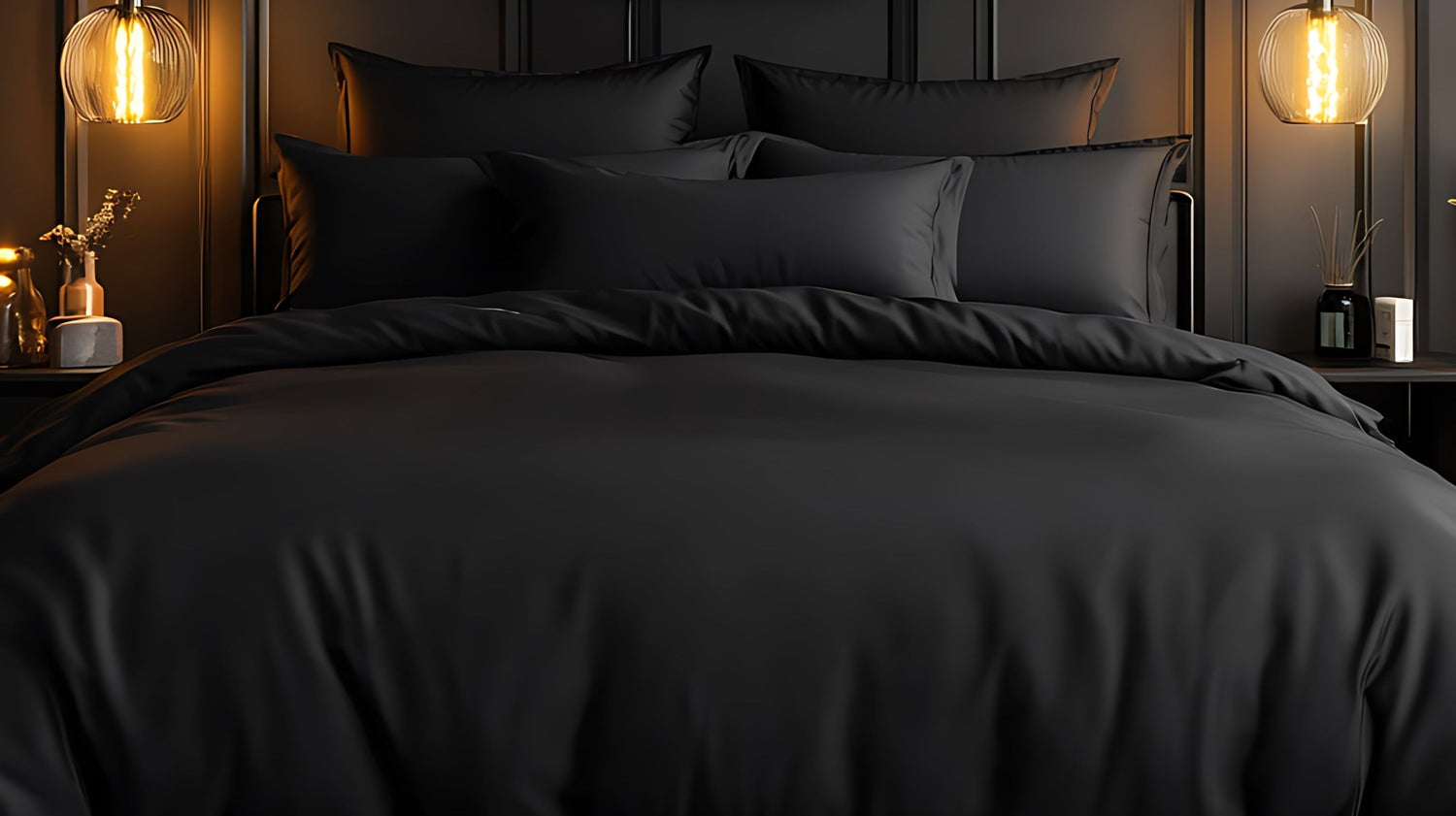 An inviting, dark bed where sleepers can expect to have their pain-free night of rest.